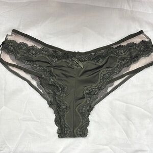 New Victoria’s Secret Very Sexy Green Nylon Satin Strappy Cheeky Panty Medium M